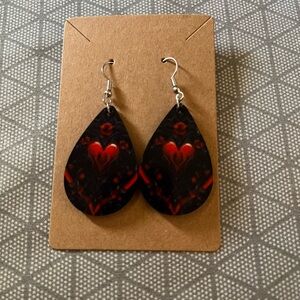 Elegant Black and Red Teardrop Earrings